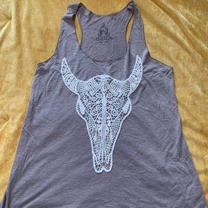 Woman bull head tank top with embroidery cow girl, westernwear